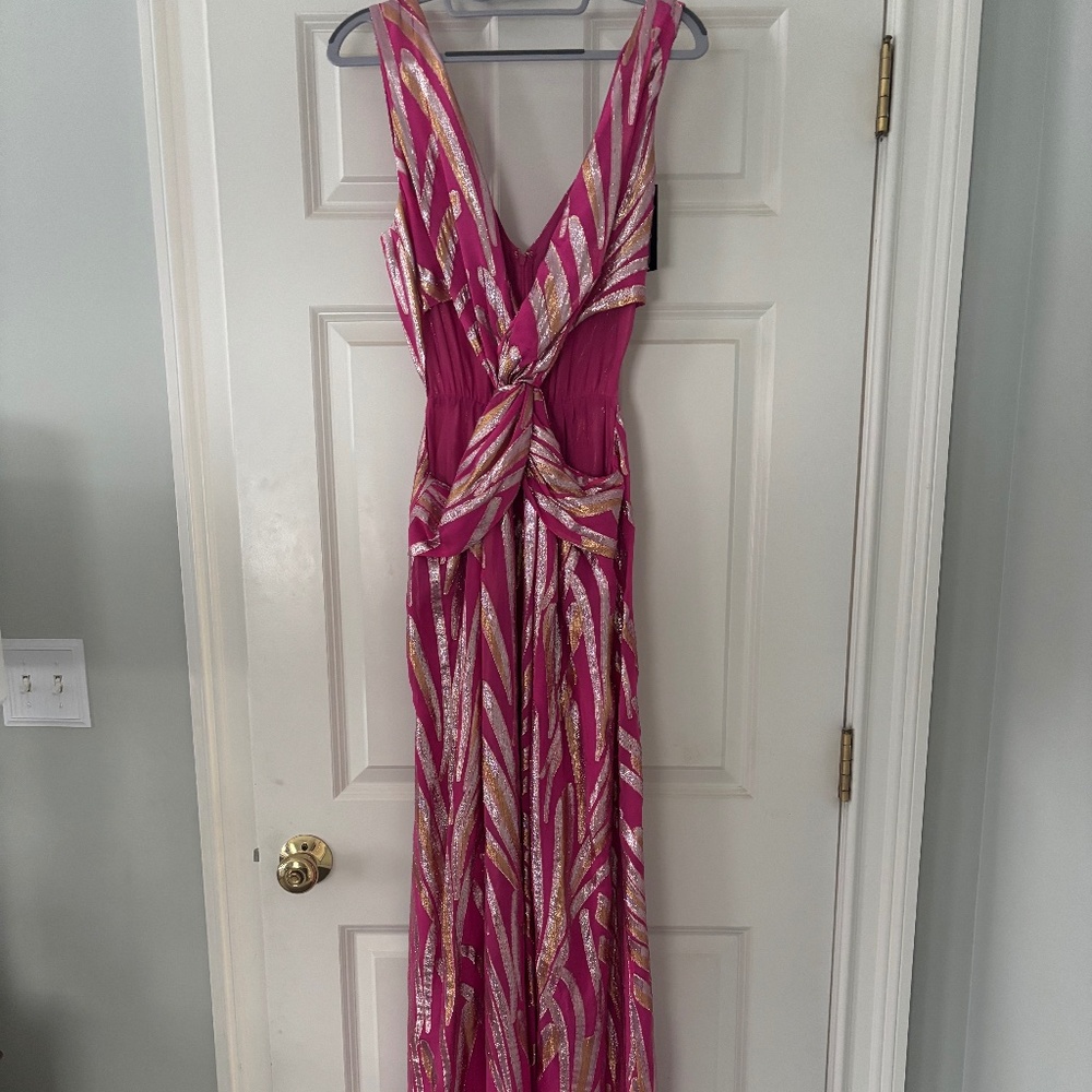 Ramy Brook Irene Twist-Front Cutout Jacquard Gown Size 8 - Picture 3 of 5